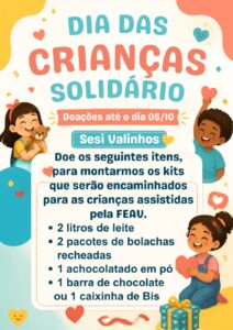 SESI Valinhos arrecada kits para o Dia das Crianças
